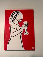 Canvas (35x25cm) - silhouette vrouw - rode achtergrond, Antiek en Kunst, Ophalen