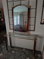 Vintage Hollywood Regency console et miroir, Ophalen of Verzenden, Zo goed als nieuw, Glas