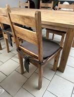 Set van 6 massieve houten stoelen met kussens, Huis en Inrichting, Ophalen, Bruin, Zo goed als nieuw, Vijf, Zes of meer stoelen