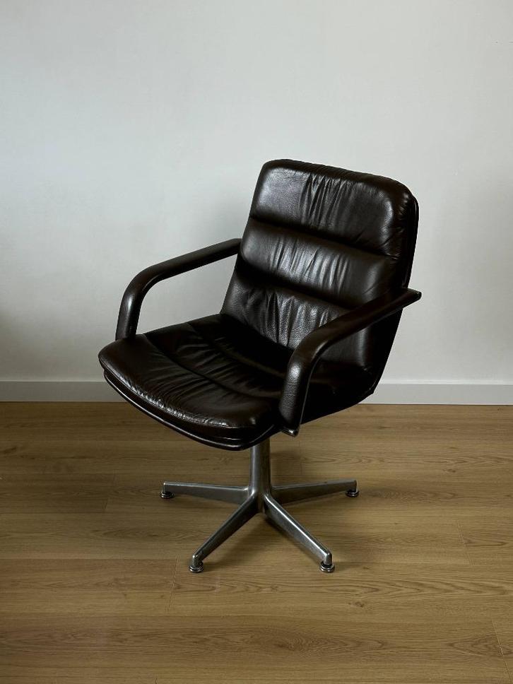 Artifort Geoffrey Harcourt 70' - Chair Bruin leder, Huis en Inrichting, Fauteuils, Gebruikt, Leer, 50 tot 75 cm, Minder dan 75 cm