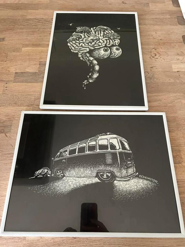 BOMONSTER posters, Verzamelen, Posters, Zo goed als nieuw, Overige onderwerpen, A4 of kleiner, Overige vormen, Met lijst, Ophalen