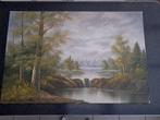 schilderij klassiek natuur landschap 90 x 59.5, Antiek en Kunst, Ophalen of Verzenden