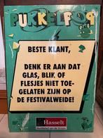 Vintage Pukkelpop reclamebord - Hasselt - Buitenkans, Verzamelen, Ophalen of Verzenden, Zo goed als nieuw, Reclamebord