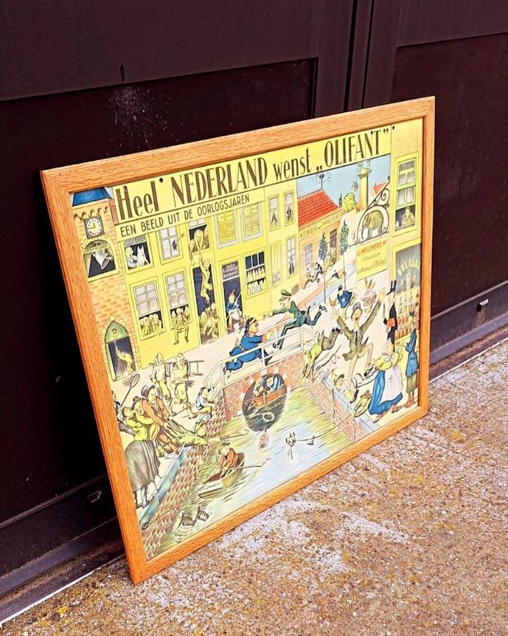 Originele reclameplaat Heel Nederland wenst Olifant Jenever., Verzamelen, Merken en Reclamevoorwerpen, Gebruikt, Reclamebord, Ophalen
