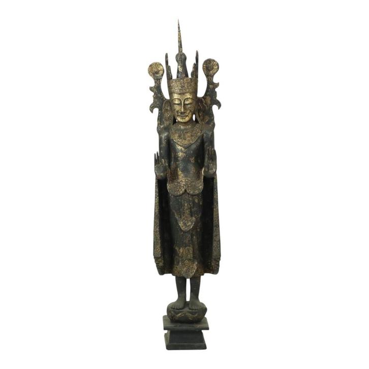 Enorme Boeddha Verguld Hout Beeld Birma Verweerd 135cm, Maison & Meubles, Accessoires pour la Maison | Statues de Bouddha, Utilisé