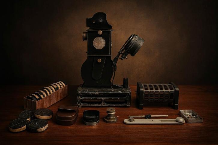 Vintage pons-/nummermachine met accessoires – industrieel er, Antiek en Kunst, Antiek | Overige Antiek, Ophalen