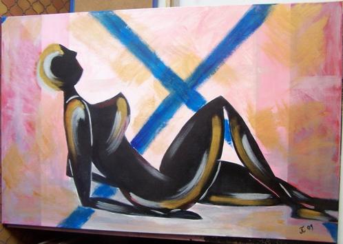 3 grote moderne schilderijen op doek, Antiek en Kunst, Kunst | Schilderijen | Modern, Ophalen