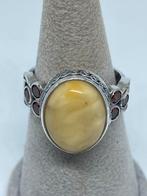 Zilveren ring met echte barnsteen maat 18,5, Bijoux, Sacs & Beauté, Bagues, Neuf, Argent, Jaune, 20 ou plus grands