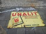037: emaille bord 2: UNALIT, Verzamelen, Merken en Reclamevoorwerpen, Ophalen, Gebruikt, Reclamebord