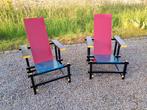Rood blauw rietveld stoelen - 2 stuks, Maison & Meubles, Chaises, Comme neuf, Bleu, Enlèvement ou Envoi