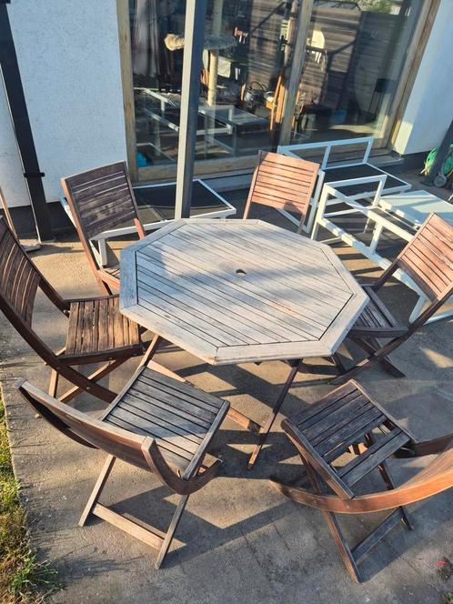 Teakhouten tuinset, Tuin en Terras, Tuinsets en Loungesets, Zo goed als nieuw, Tuinset, Ophalen