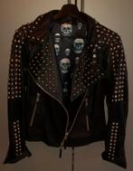 Bikerjas, leer, maat 34/36 PATAGO met studs en skull, Kleding | Dames, Ophalen of Verzenden, Zo goed als nieuw, Maat 34 (XS) of kleiner