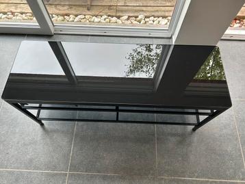 Televisiemeubel, zwart glas en metaal beschikbaar voor biedingen