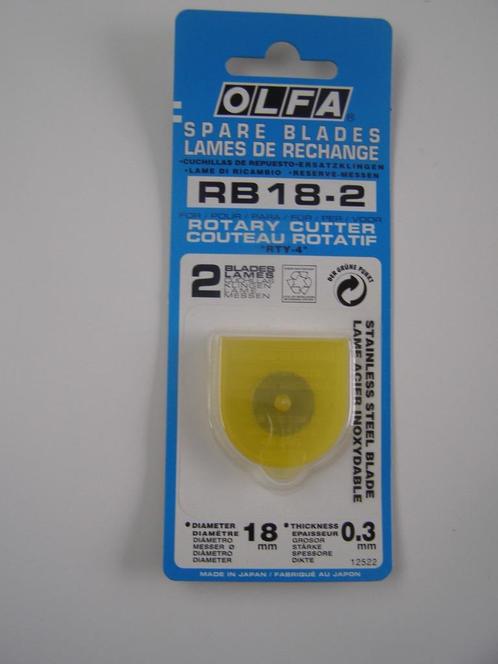 Olfa spare blade RB 18-2 pour rotary cutter RTY-4, Hobby & Loisirs créatifs, Broderie & Machines à broder, Neuf, Pièce ou Accessoires