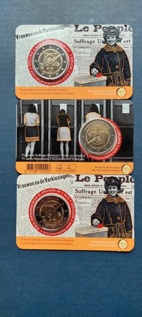België 2023 - Vrouwenkiesrecht verkeerd verpakte coincard!, Postzegels en Munten, Munten | Europa | Euromunten, Setje, 2 euro
