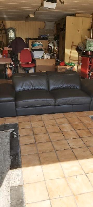 ROCHE-BOBOIS ZWARTE LEREN BANK beschikbaar voor biedingen