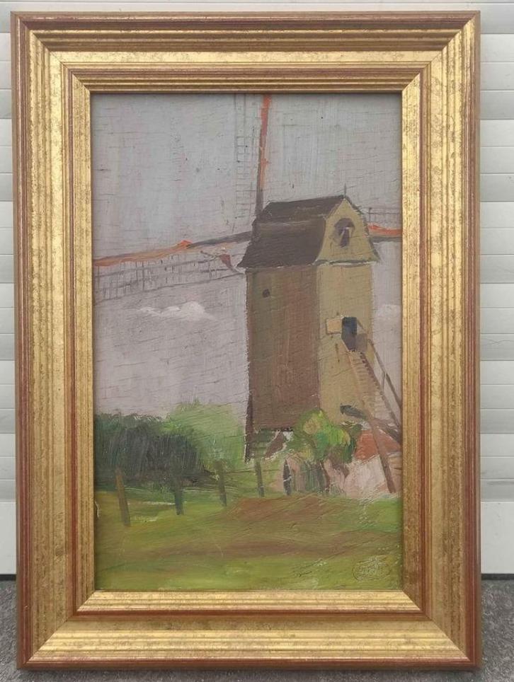 huile sur panneau monogramme gustave de smet, Antiek en Kunst, Kunst | Schilderijen | Klassiek, Ophalen of Verzenden