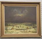 Huile sur toile paysage enneigé signe c stokx, Enlèvement ou Envoi