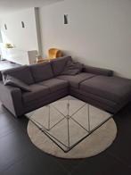 Grijze stoffen hoeksalon + longchair, Huis en Inrichting, Ophalen, Gebruikt, Stof, Modern