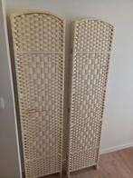 2 kamerschermen rotan crème 4 panelen 170x160, Huis en Inrichting, Ophalen, Zo goed als nieuw