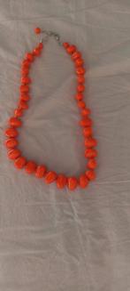 Parel kettingen oranje rood en beige, Handtassen en Accessoires, Kettingen, Ophalen of Verzenden, Zo goed als nieuw, Rood