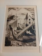 gesigneerde ets Gustaaf de Bruyne, Antiek en Kunst, Kunst | Etsen en Gravures, Ophalen of Verzenden