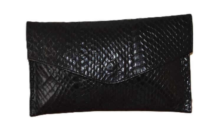 Zagliani pochette in echt pythonleer – envelopmodel – zwart, Handtassen en Accessoires, Tassen | Damestassen, Zo goed als nieuw
