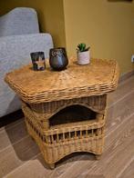 Retro functionele salontafel of bijzettafeltje in rotan, Huis en Inrichting, Ophalen, Gebruikt, 50 tot 100 cm, 50 tot 100 cm