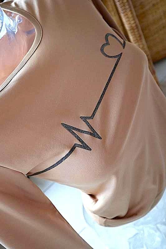 vintage dressing T-shirt met kloppend hart, Kleding | Dames, T-shirts, Gedragen, Maat 36 (S), Grijs, Lange mouw, Ophalen of Verzenden