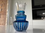 Prachtig geslepen kristallen vaas Val Saint Lambert blauw, Antiek en Kunst, Antiek | Glaswerk en Kristal, Ophalen