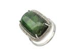 (Gecertificeerd) Ring Met Natuurlijke Diamanten En Groene To, Handtassen en Accessoires, Ringen, Nieuw, Ophalen of Verzenden, Kleiner dan 17