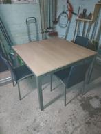 Tafel met 4 stoelen, vierkant 120x120cm, Huis en Inrichting, Tafels | Eettafels, Ophalen, Gebruikt, Vierkant, Metaal