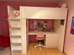 Lit mezzanine bureau blanc et ses rangements, Ophalen, Zo goed als nieuw, Hoogslaper