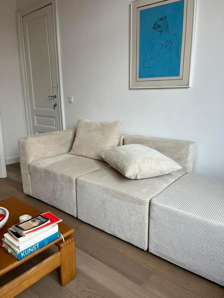 2 - 3 zits bank / zetel beige corduroy, Huis en Inrichting, Zetels | Zetels en Chaises Longues, Zo goed als nieuw, Driepersoons