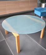 Salontafel glasplaat op houten poten, Huis en Inrichting, Ophalen, Gebruikt