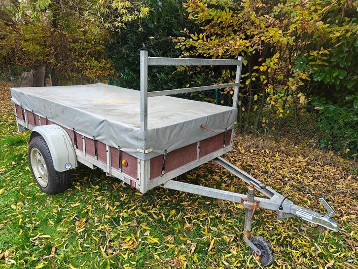 Gegalvaniseerde enkelas aanhangwagen 257 x 132 750kg, Auto diversen, Aanhangers en Bagagewagens, Gebruikt, Ophalen