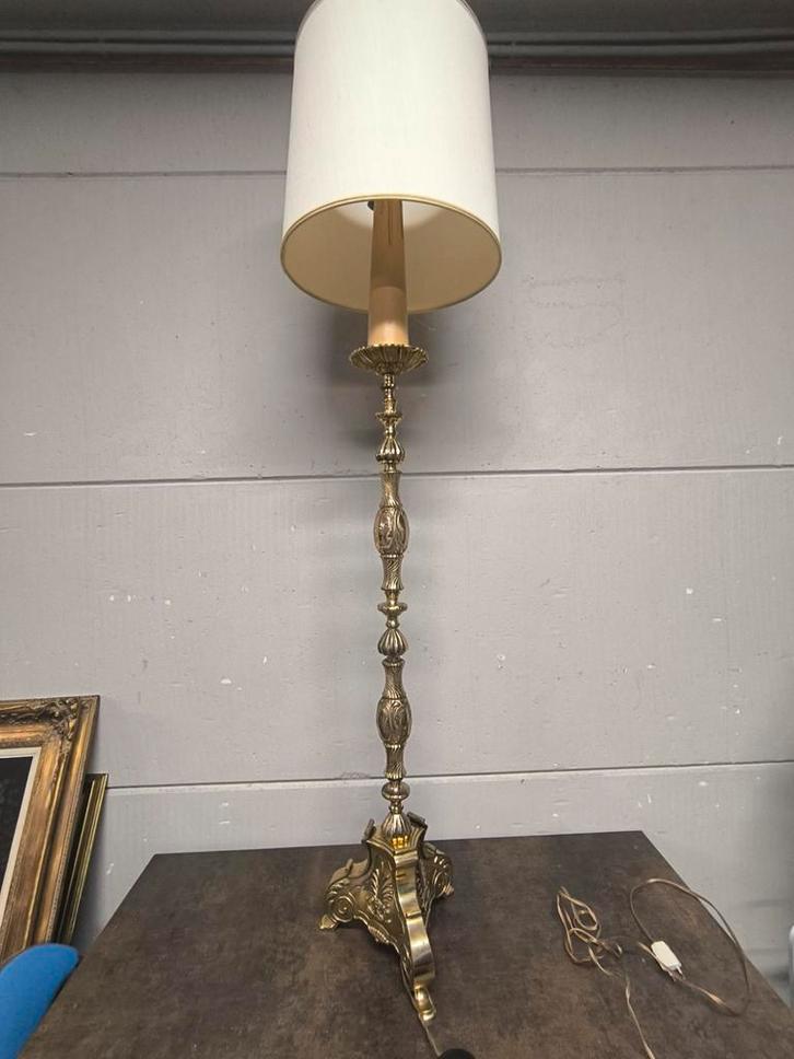 Vintage staande lamp koper – 165 cm, Antiquités & Art, Antiquités | Éclairage, Enlèvement