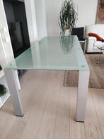 Metalen tafel met glazen blad, Ophalen, 200 cm of meer, 50 tot 100 cm, Zo goed als nieuw