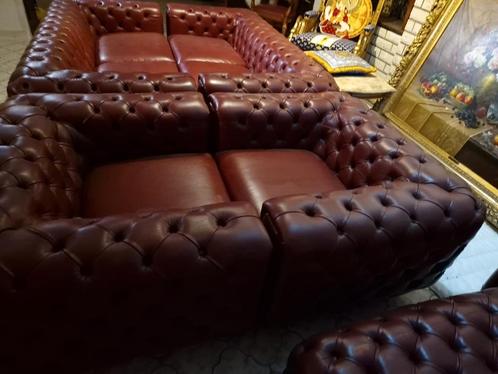Chesterfield Max Divani en cuir doublè., Huis en Inrichting, Zetels | Complete zithoeken, Zo goed als nieuw, Leer, Ophalen