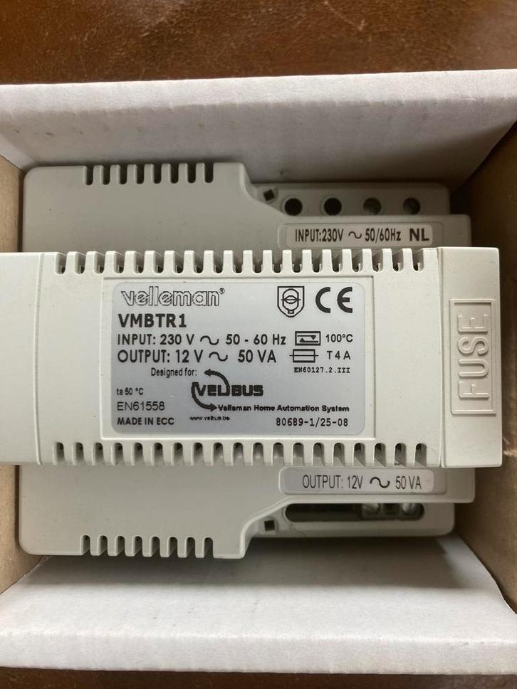Din rail transformator voor VELBUS 12VAC 50VA VMBTR1 VMB3PS, Doe-het-zelf en Bouw, Elektriciteit en Kabels, Nieuw, Overige typen