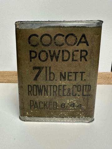 Metalen doos met cacaopoeder — Britse leger — juni 1944  beschikbaar voor biedingen