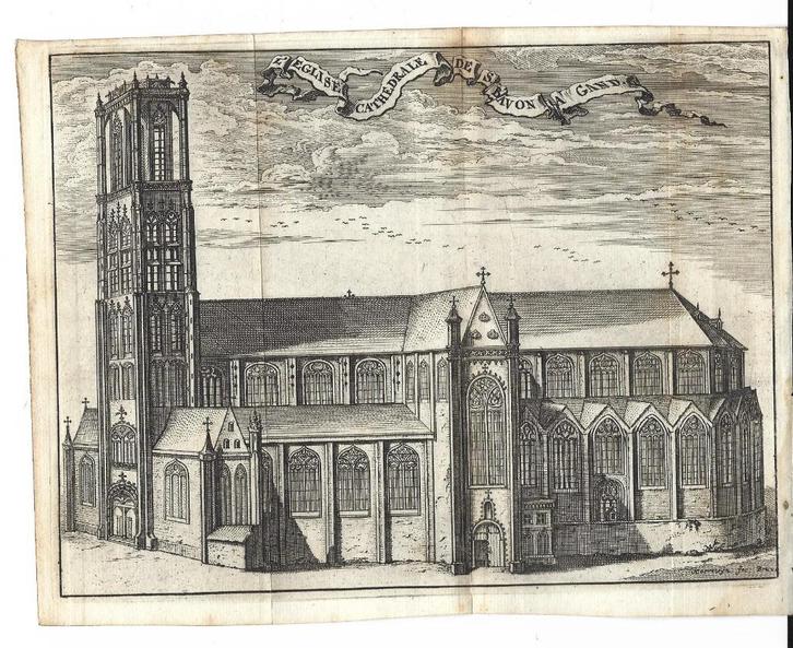 1720 - Gent - de kathedraal van Sint-Baafs, Antiek en Kunst, Kunst | Etsen en Gravures, Verzenden