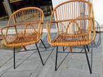Koppel vintage rotan stoelen, Huis en Inrichting, Ophalen of Verzenden, Zo goed als nieuw