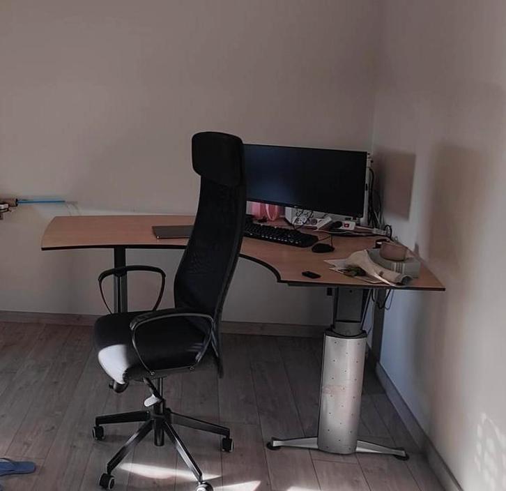 Stevige hoekbureau– Volkern blad – 180x130 cm, Maison & Meubles, Bureaux, Comme neuf, Bureau, Enlèvement