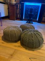 3 poufs ronds gris, Maison & Meubles, Canapés | Repose-pieds & Poufs, Enlèvement, Comme neuf