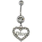Stalen navelpiercing Diva hanger hart met zirkonia, Handtassen en Accessoires, Piercings, Ophalen of Verzenden, Nieuw, Staal, Navelpiercing