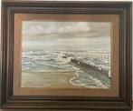 Gesigneerde reliëfschildering van de pier van Nieuwpoort, Antiek en Kunst, Ophalen