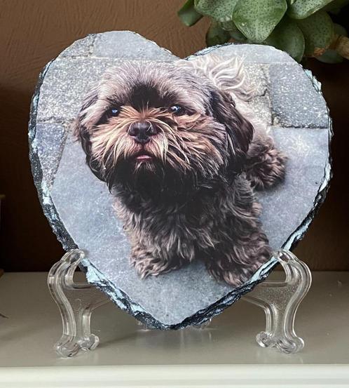 Leisteen hart bedrukt met foto, Dieren en Toebehoren, Honden-accessoires, Nieuw, Ophalen of Verzenden