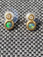 Boucles d'oreilles triples opales en vermeil en or 14 carats, Argent, Puces ou Clous, Enlèvement ou Envoi, Neuf