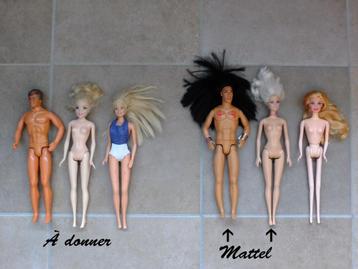 4 poupées Barbie + 3 à donner beschikbaar voor biedingen